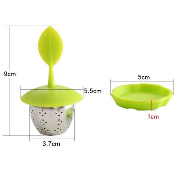 Stainless Steel Leaf Shape Silicone Tea Bag Tea Strainers (Red) - Image 3