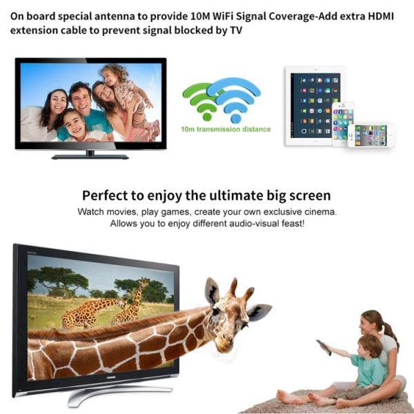 M2 Plus Wireless WiFi Display Dongle Receiver Airplay Miracast DLNA 1080P HDMI TV Stick for iPhone, Samsung, and other Android Smartphones (Black) - Image 11