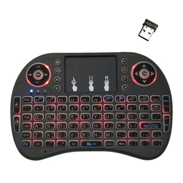 Support Language: Arabic i8 Air Mouse Wireless Backlight Keyboard with Touchpad for Android TV Box & Smart TV & PC Tablet & Xbox360 & PS3 & HTPC / IPTV - Image 2