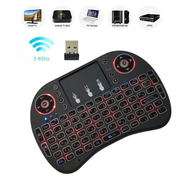 Support Language: Russian i8 Air Mouse Wireless Backlight Keyboard with Touchpad for Android TV Box & Smart TV & PC Tablet & Xbox360 & PS3 & HTPC / IPTV - Image 8