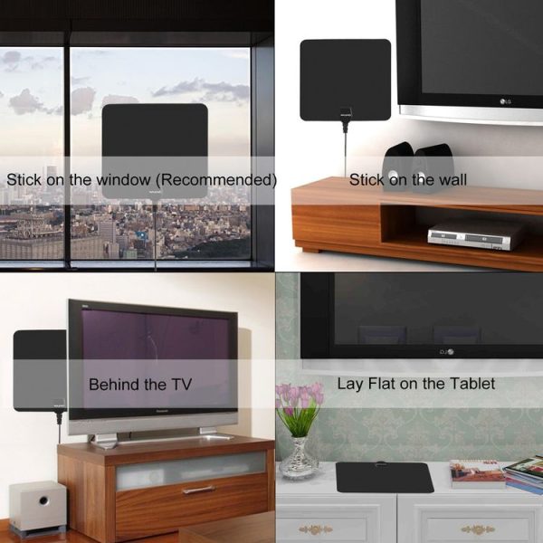 Ultra-thin Indoor HD Digital TV Antenna with 50 Miles Long Range Amplifier (Black) - Image 6