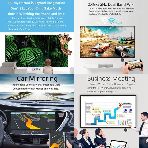 WeCast E19D Dual-band WiFi Wireless Display Dongle Receiver Airplay Miracast DLNA 1080P HD TV Stick, RK3036 Dual Core Cortex A7 (Black) - Image 15