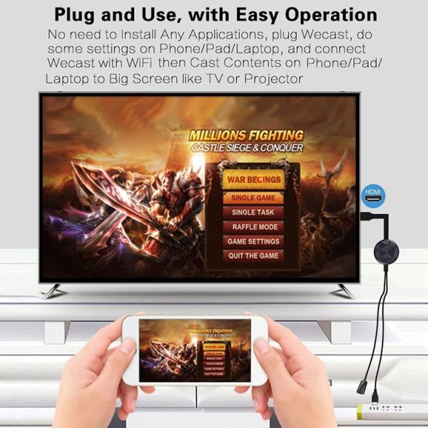 WeCast E19D Dual-band WiFi Wireless Display Dongle Receiver Airplay Miracast DLNA 1080P HD TV Stick, RK3036 Dual Core Cortex A7 (Black) - Image 9