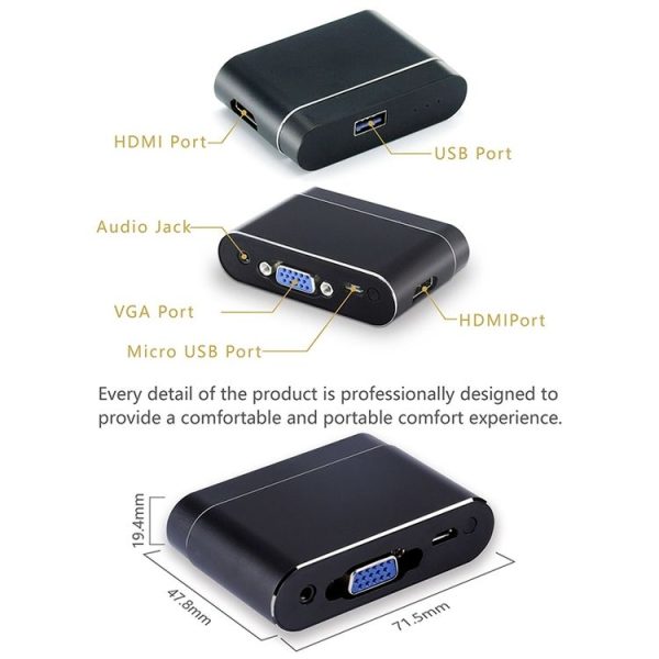 WeCast L9 Wired Display Dongle Smart Dual Display Monitors Mirroring VGA & HDMI Airplay Miracast TV Receiver (Black) - Image 4