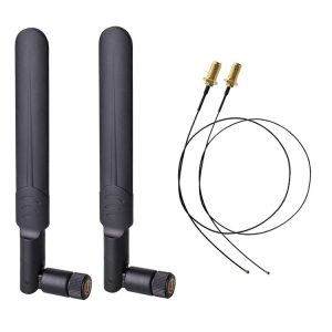 2 x 6dBi 2.4GHz 5GHz Dual Band WiFi RP-SMA Male Antenna + 2 x 35CM RP-SMA IPEX MHF4 Pigtail Cable for M.2 NGFF WiFi WLAN Card (Black)