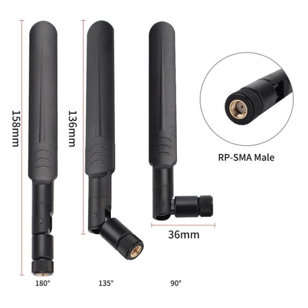 2 x 6dBi 2.4GHz 5GHz Dual Band WiFi RP-SMA Male Antenna + 2 x 35CM RP-SMA IPEX MHF4 Pigtail Cable for M.2 NGFF WiFi WLAN Card (Black) - Image 4