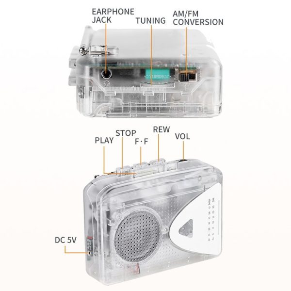 Portable Cassette Player Tape Player AM / FM Radio Receiver - Image 2