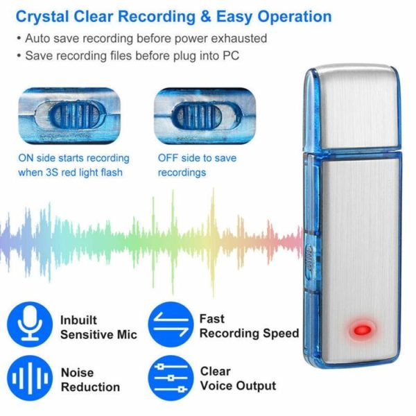 SK858 8GB Rechargeable Portable U-Disk Meeting Voice Recorder (Blue) - Image 5