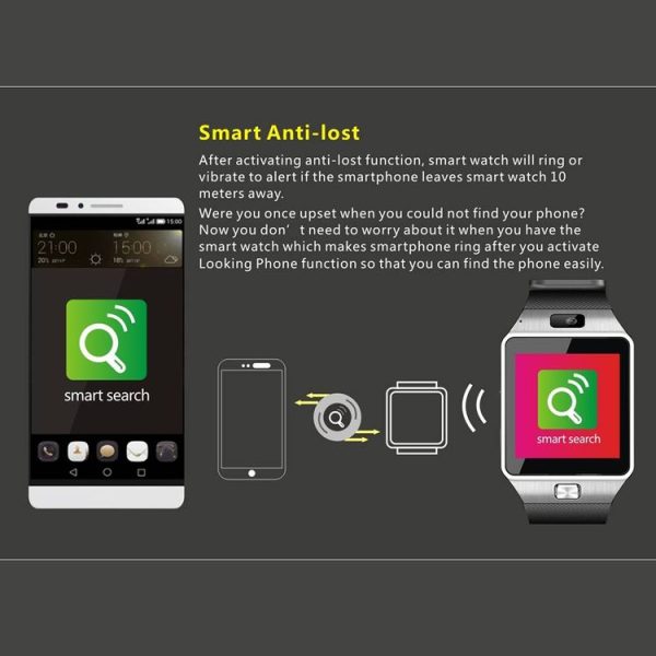 DZ09 1.56 inch Screen Bluetooth 3.0 Android 4.1 OS Above Smart Watch Phone with Bluetooth Call & Call Reminder & Sleep Monitor & Pedometer & Sedentary Reminder & Calendar & SMS & Audio and Video Player & Anti-loss Function (Gold) - Image 16