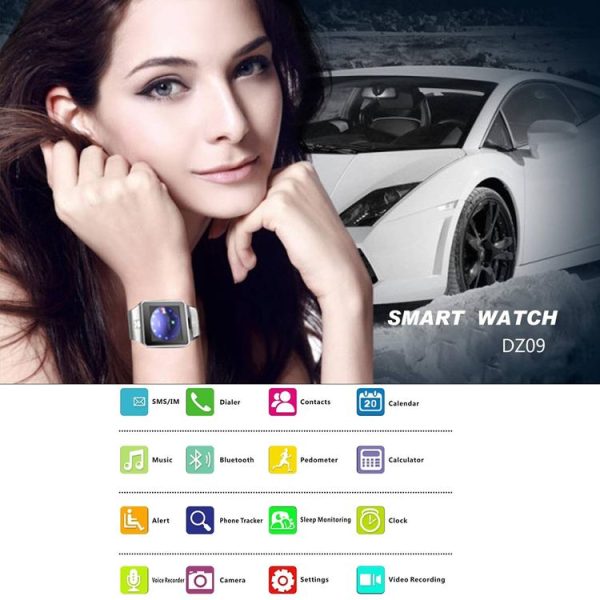 DZ09 1.56 inch Screen Bluetooth 3.0 Android 4.1 OS Above Smart Watch Phone with Bluetooth Call & Call Reminder & Sleep Monitor & Pedometer & Sedentary Reminder & Calendar & SMS & Audio and Video Player & Anti-loss Function (Gold) - Image 7