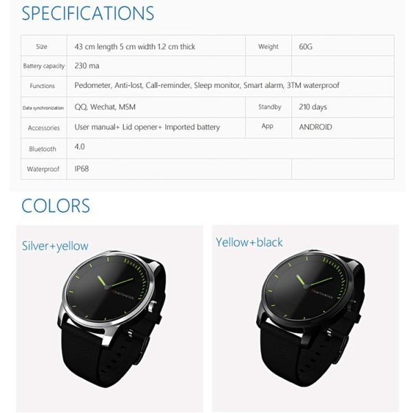 N20 3ATM Waterproof Bluetooth 4.0 Outdoor Sports Smart Watch with Call Reminder & Sleep Monitor & Sedentary Reminder & Anti-loss Function for Android 4.3 or above / IOS 7.0 or above Devices (Black) - Image 16