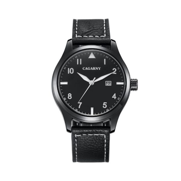 CAGARNY 6862 Round Dial Alloy Case Fashion Men Quartz Watch with PU Leather Band (Black) - Image 2