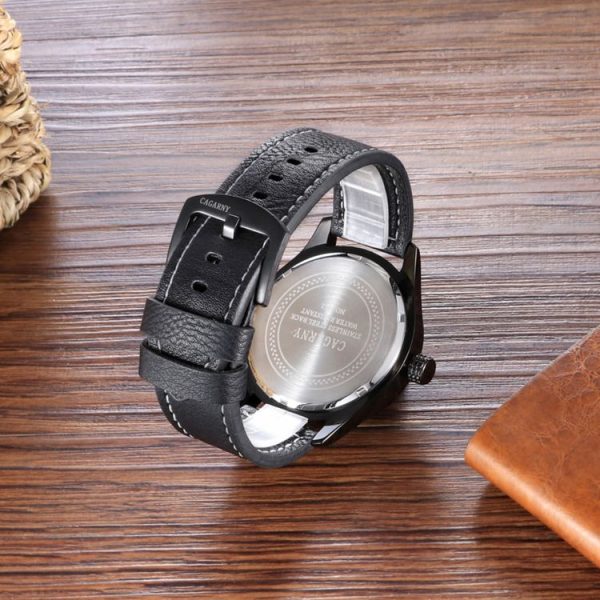 CAGARNY 6862 Round Dial Alloy Case Fashion Men Quartz Watch with PU Leather Band (Black) - Image 5