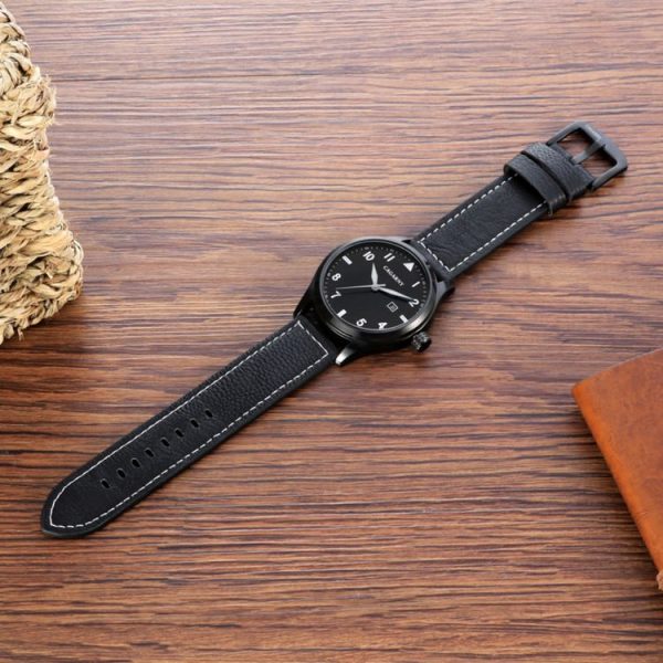 CAGARNY 6862 Round Dial Alloy Case Fashion Men Quartz Watch with PU Leather Band (Black) - Image 6