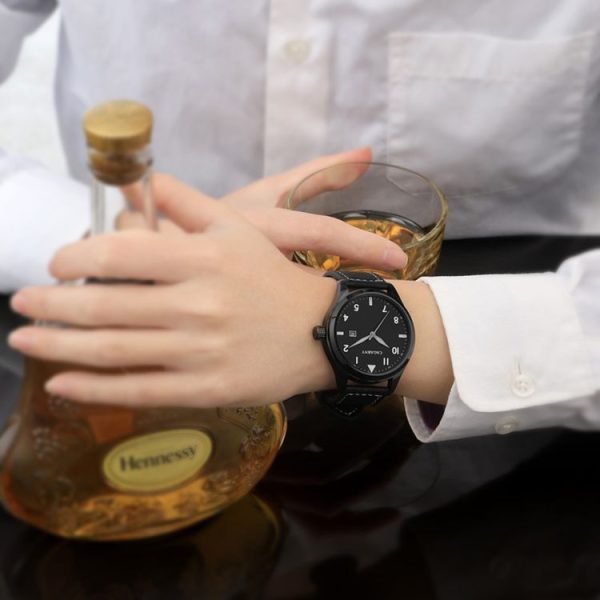 CAGARNY 6862 Round Dial Alloy Case Fashion Men Quartz Watch with PU Leather Band (Black) - Image 7