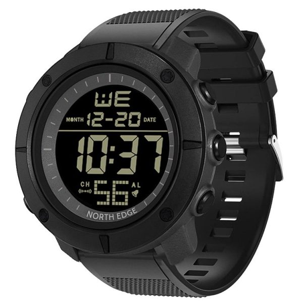 TANK North Edge Men Fashion Professional Military Army Outdoor Sport Waterproof Running Swimming Smart Digital Watch (Black)