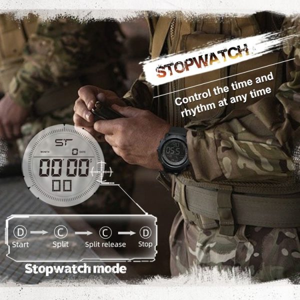 TANK North Edge Men Fashion Professional Military Army Outdoor Sport Waterproof Running Swimming Smart Digital Watch (Black) - Image 5