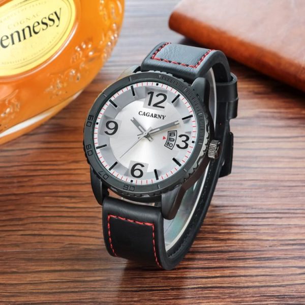CAGARNY 9857 Fashion Quartz Movement Wrist Watch with Leather Band (Black) - Image 3
