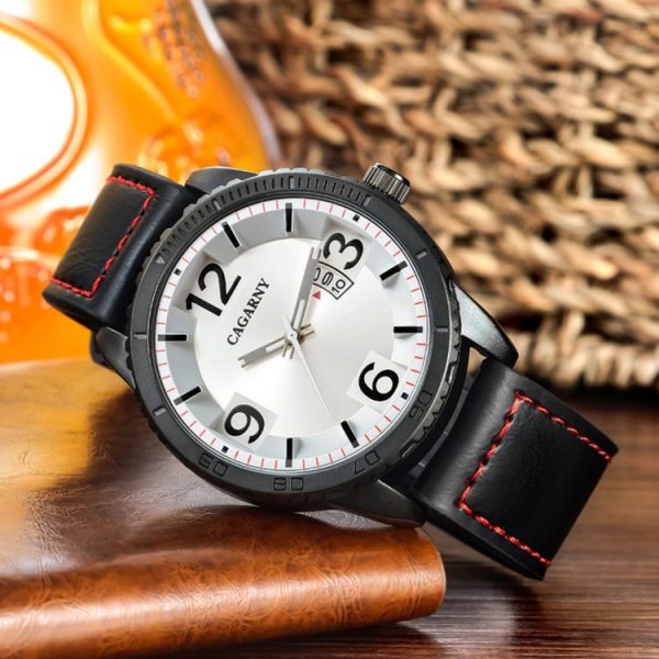 CAGARNY 9857 Fashion Quartz Movement Wrist Watch with Leather Band (Black) - Image 4