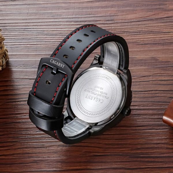 CAGARNY 9857 Fashion Quartz Movement Wrist Watch with Leather Band (Black) - Image 6