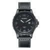 CAGARNY 6856 Fashion Quartz Movement Wrist Watch with Leather Band (Black)