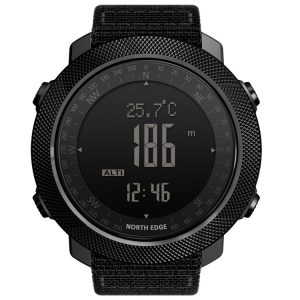 NORTH EDGE Multi-function Waterproof Outdoor Sports Electronic Smart Watch, Support Humidity Measurement / Weather Forecast / Speed Measurement, Style: Nylon Strap (Black)