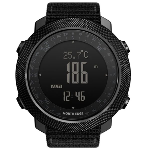 NORTH EDGE Multi-function Waterproof Outdoor Sports Electronic Smart Watch, Support Humidity Measurement / Weather Forecast / Speed Measurement, Style: Nylon Strap (Black) - Image 2