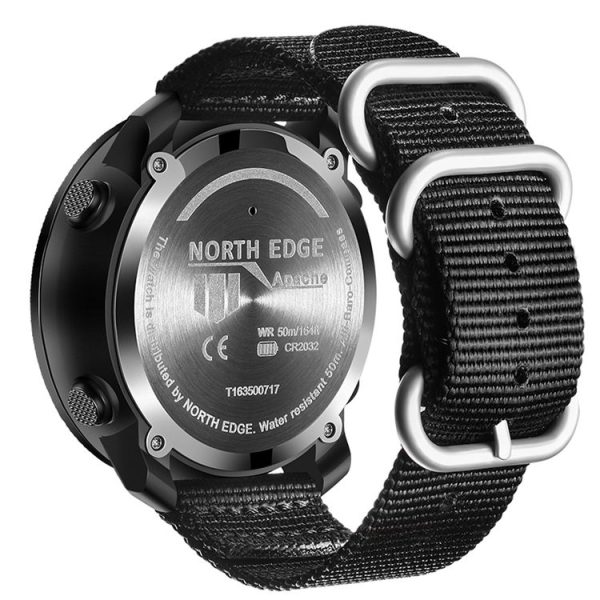 NORTH EDGE Multi-function Waterproof Outdoor Sports Electronic Smart Watch, Support Humidity Measurement / Weather Forecast / Speed Measurement, Style: Nylon Strap (Black) - Image 3