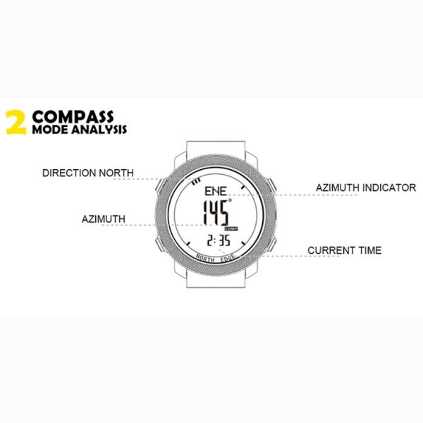 NORTH EDGE Multi-function Waterproof Outdoor Sports Electronic Smart Watch, Support Humidity Measurement / Weather Forecast / Speed Measurement, Style: Nylon Strap (Black) - Image 7