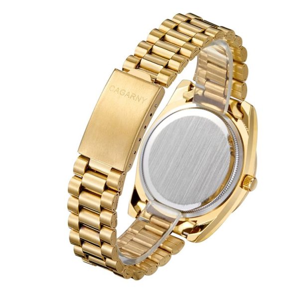 CAGARNY 6866 Fashion Life Waterproof Gold Steel Band Quartz Watch (Black) - Image 4