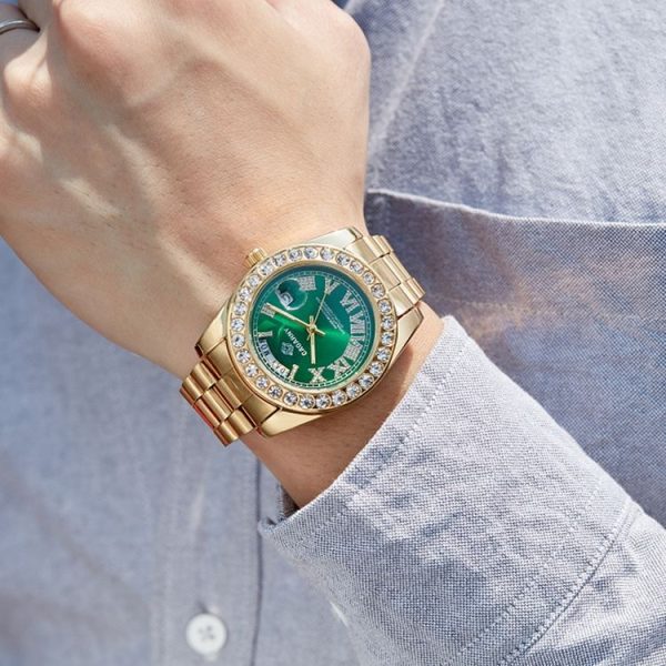 CAGARNY 6866 Fashion Life Waterproof Silver Steel Band Quartz Watch (Green) - Image 4