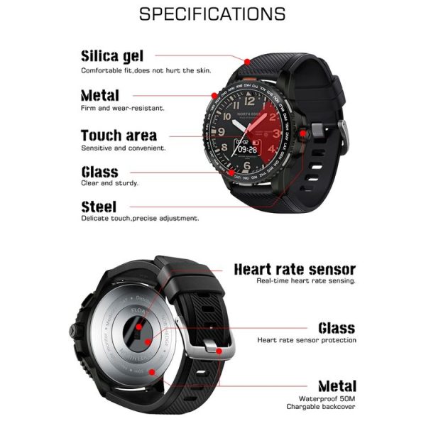 NORTH EDGE Float0101 0.49 inch OLED Touch Bluetooth Sports Smart Digital Watch, Support Heart Rate / Sleep Monitoring & Remote Camera (Black) - Image 5