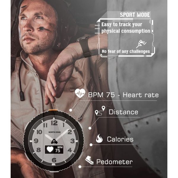 NORTH EDGE Float0101 0.49 inch OLED Touch Bluetooth Sports Smart Digital Watch, Support Heart Rate / Sleep Monitoring & Remote Camera (Black) - Image 9