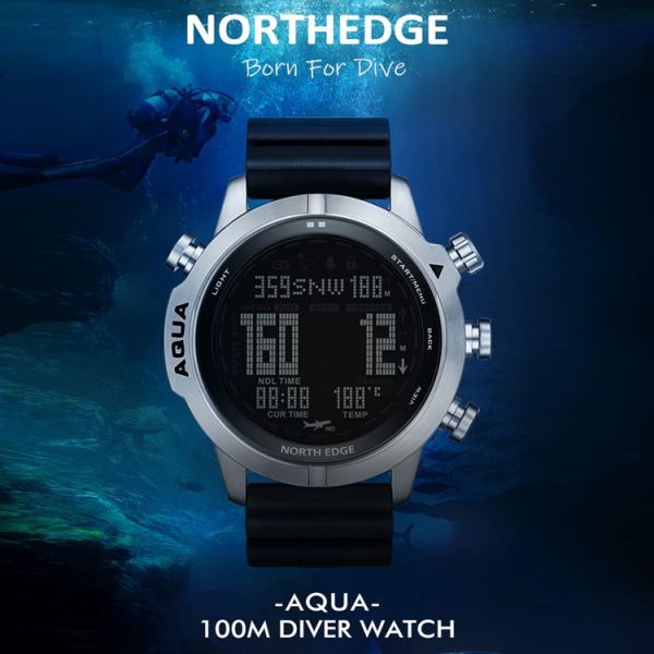 NORTH EDGE AQUA 100m Waterproof Scuba Diver Smart Watch, Support Luminous Display & Compass Mode - Image 4