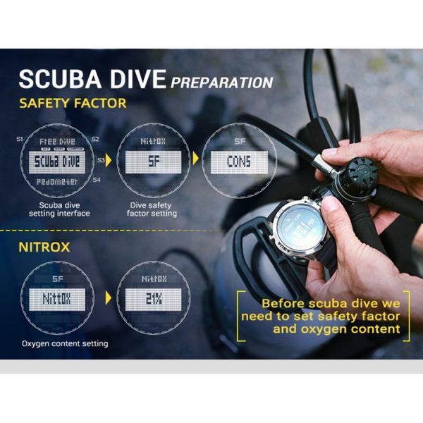 NORTH EDGE AQUA 100m Waterproof Scuba Diver Smart Watch, Support Luminous Display & Compass Mode - Image 5
