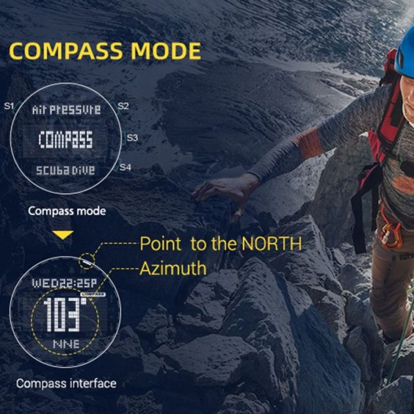 NORTH EDGE AQUA 100m Waterproof Scuba Diver Smart Watch, Support Luminous Display & Compass Mode - Image 9