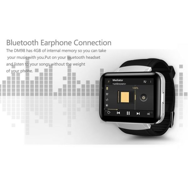 DOMINO DM98 Smart Watch Phone, 512MB + 4GB, 2.2 inch IPS Capacitive Touch Screen MT6572A Dual Core 1.2Ghz Bluetooth 4.0 Smart Watch Phone, Support GSM / WCDMA / WiFi / GPS / BT / Facebook / WhatsApp / Apps From Downloading / Anti-lost (Black) - Image 16