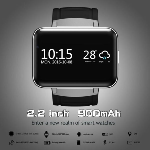 DOMINO DM98 Smart Watch Phone, 512MB + 4GB, 2.2 inch IPS Capacitive Touch Screen MT6572A Dual Core 1.2Ghz Bluetooth 4.0 Smart Watch Phone, Support GSM / WCDMA / WiFi / GPS / BT / Facebook / WhatsApp / Apps From Downloading / Anti-lost (Black) - Image 5
