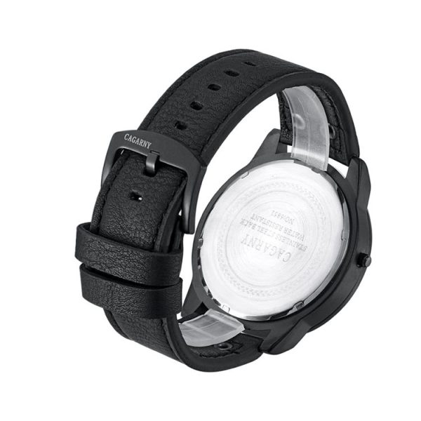 CAGARNY 6852 Fashion Waterproof Dual Quartz Movement Wrist Watch with Leather Band (White Number) - Image 3