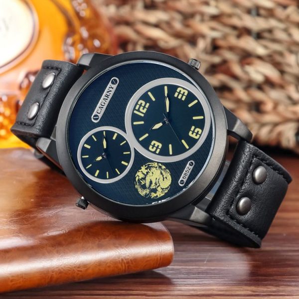 CAGARNY 6852 Fashion Waterproof Dual Quartz Movement Wrist Watch with Leather Band (White Number) - Image 5