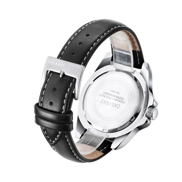 CAGARNY 6863 Fashion Waterproof Quartz Movement Wrist Watch with Leather Band (Black) - Image 4