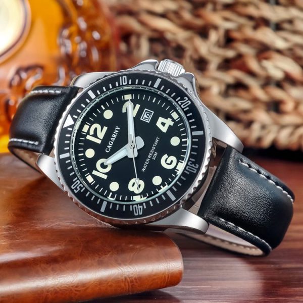 CAGARNY 6863 Fashion Waterproof Quartz Movement Wrist Watch with Leather Band (Black) - Image 5