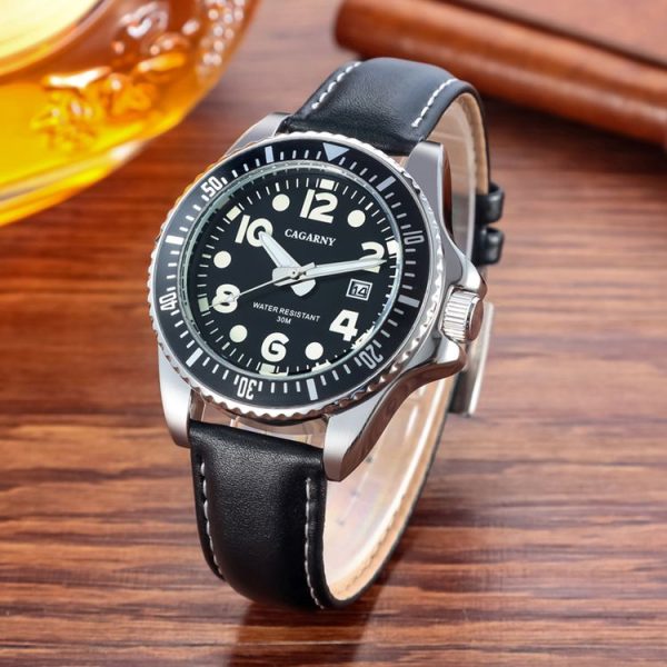 CAGARNY 6863 Fashion Waterproof Quartz Movement Wrist Watch with Leather Band (Black) - Image 6