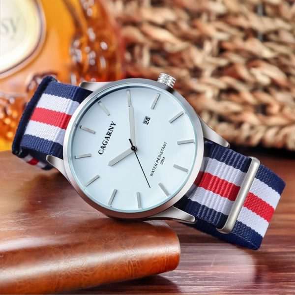 CAGARNY 6865 Concise Style Ultra Thin Waterproof Quartz Wrist Watch with Striped Nylon Band - Image 5