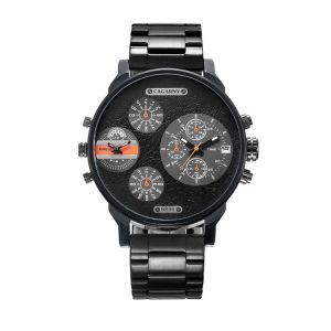 CAGARNY 6836 Fashion Waterproof Dual Quartz Movement Wrist Watch with Stainless Steel Band (Orange)
