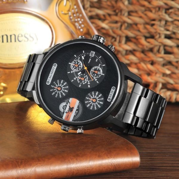 CAGARNY 6836 Fashion Waterproof Dual Quartz Movement Wrist Watch with Stainless Steel Band (Orange) - Image 3