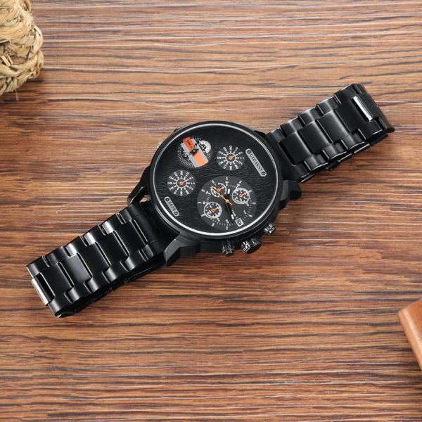 CAGARNY 6836 Fashion Waterproof Dual Quartz Movement Wrist Watch with Stainless Steel Band (Orange) - Image 6