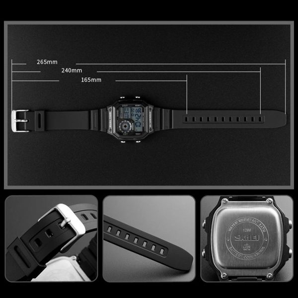 SKMEI 1299 Multifunctional Outdoor Sports Noctilucent Waterproof Digital Display Wrist Watch (Army Green) - Image 5