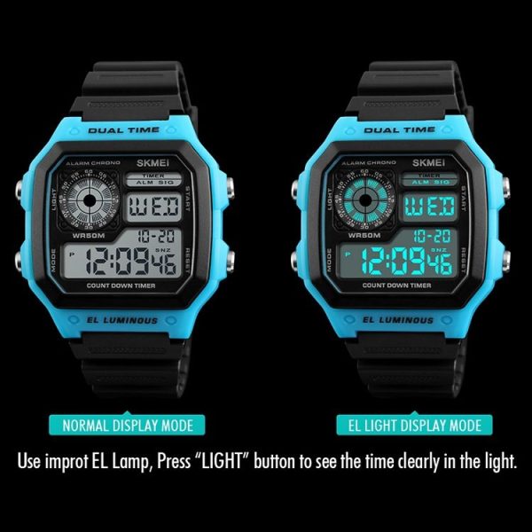 SKMEI 1299 Multifunctional Outdoor Sports Noctilucent Waterproof Digital Display Wrist Watch (Army Green) - Image 8