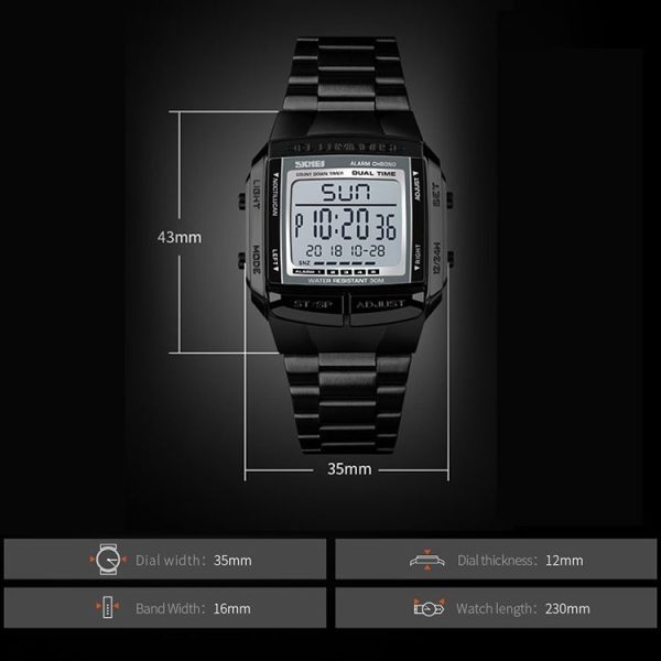 SKMEI 1381 Multifunctional Men Outdoor Business Sport Noctilucent Waterproof Digital Wrist Watch (Silver) - Image 3